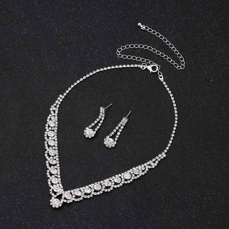 Silver Color Crystal Bridal Jewelry Sets