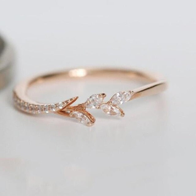 Leaf Crystal Engagement Rings