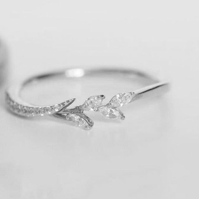 Leaf Crystal Engagement Rings