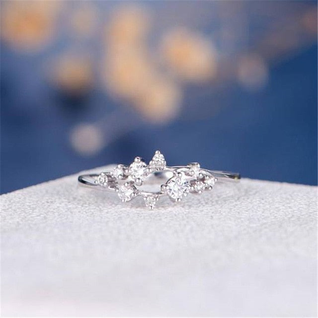 Leaf Crystal Engagement Rings