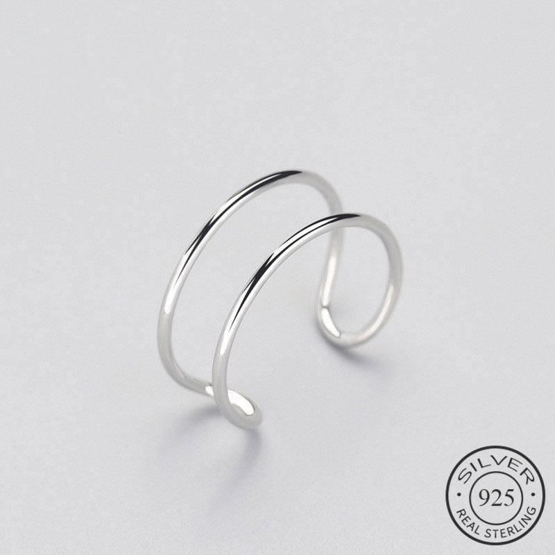 Minimalist Double Ring 925 Sterling Silver