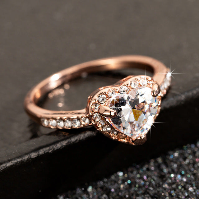 Rose Gold Crystal Wedding Rings