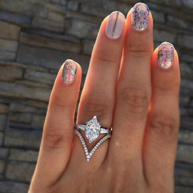 Crystal  Engagement Claws  Rings