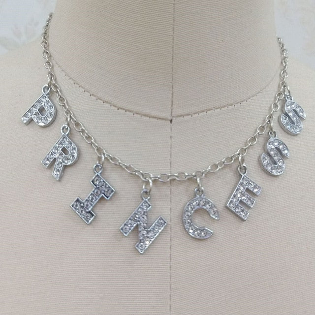 Letter Crystal Angel Necklace