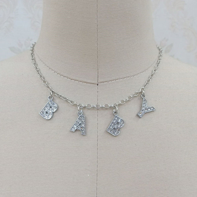 Letter Crystal Angel Necklace