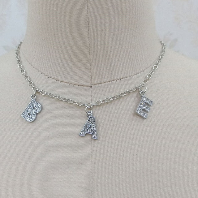 Letter Crystal Angel Necklace
