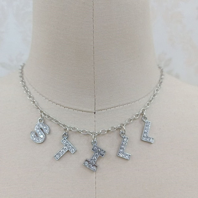 Letter Crystal Angel Necklace