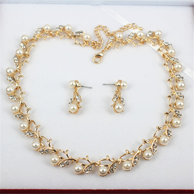 Imitation Pearl Necklace Jewelry set
