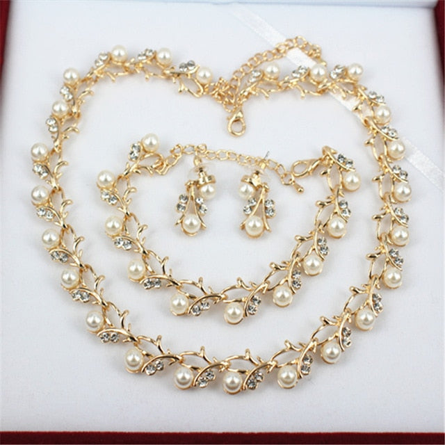 Imitation Pearl Necklace Jewelry set