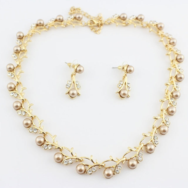 Imitation Pearl Necklace Jewelry set