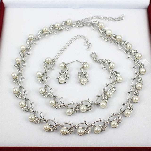 Imitation Pearl Necklace Jewelry set